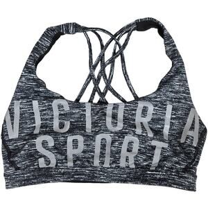Victoria Sport‎ Sports Bra Black White Heathered Crisscross Straps Size S P